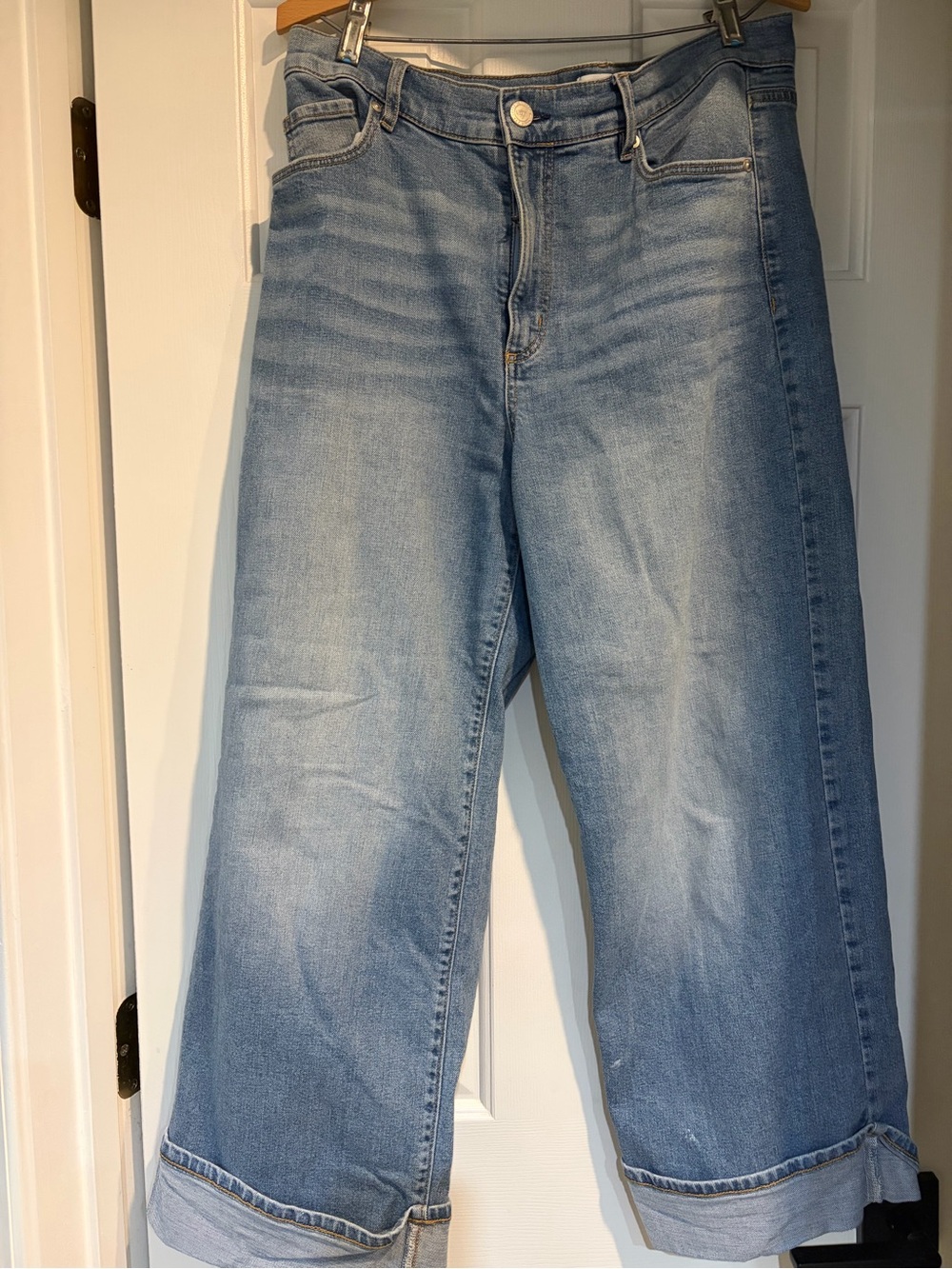 LOFT Light Blue Cropped Wide-Leg Jeans
